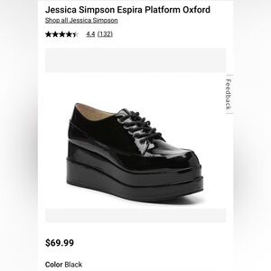 Jessica Simpson Espira patent leather black platform oxfords